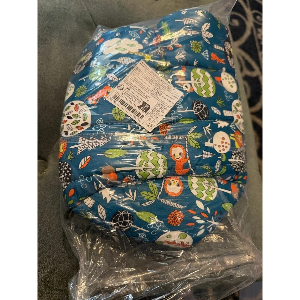 Unbranded Jungle Animal Pet Bed Small Teal New Plush Fleece Lined Tent Cave